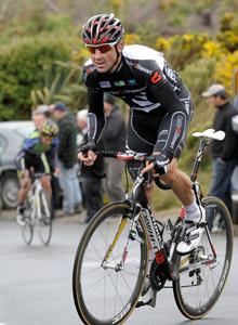 Hayden Roulston climbs Bluff Hill in the Tour of Southland riding for Calder Stewart.